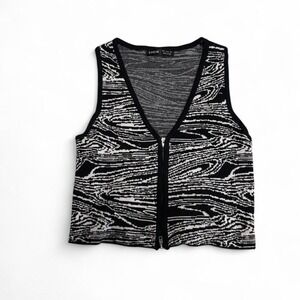 SHEIN Black White Zebra Print Zip Up